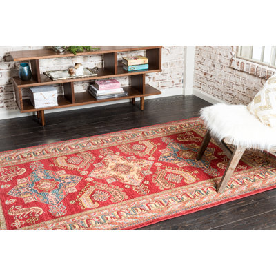 Tapis rouge à motif géométrique Eesi