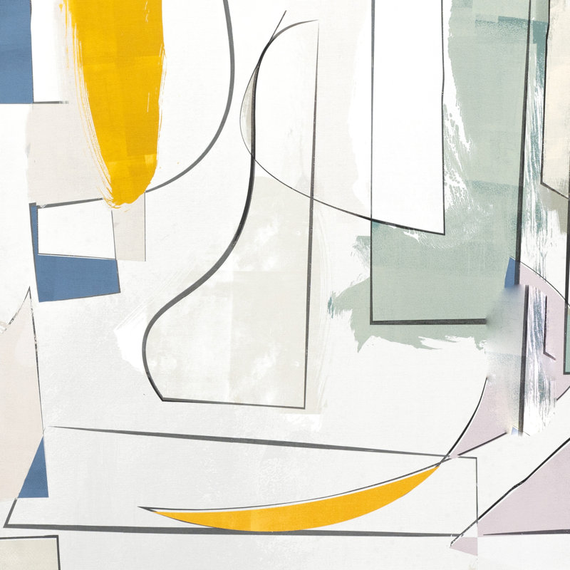 Large Abstract Watercolor Canvas Diptych with White Oak Frame