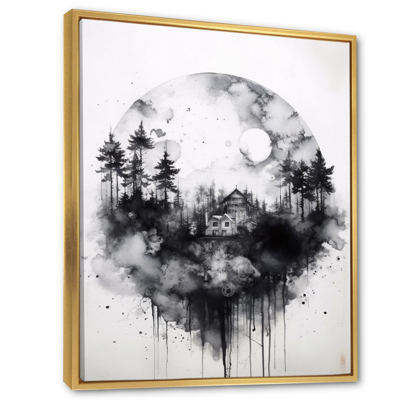 Cabine solitude sur toile, H 32 po x l 16 po x P 1 po, Cadre flottant doré
