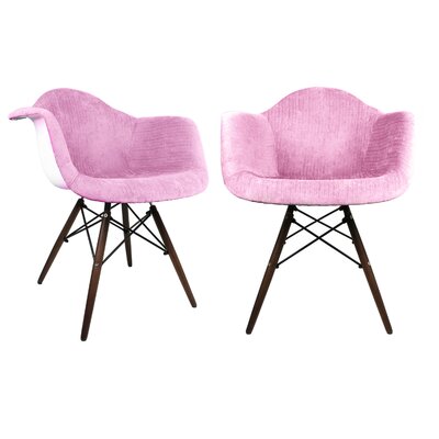 Velvet Upholstered Solid Wood Arm Chair in Pink -  Corrigan StudioÂ®, C178DC5F313F42079356024012BEEC63