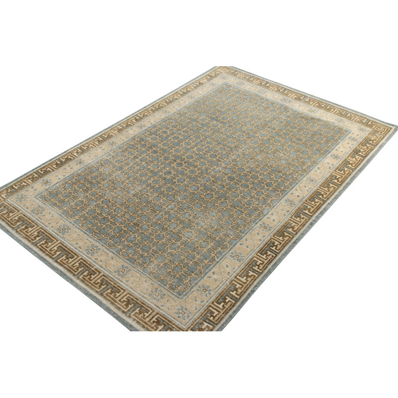 Distressed Homage Hand Knotted Wool Geometric Area Rug, Rectangle 13' x 18'