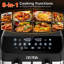 Friteuse à double air de 9,5 pintes, écran tactile numérique, finition synchronisée, 8 programmes prédéfinis, arrêt automatique