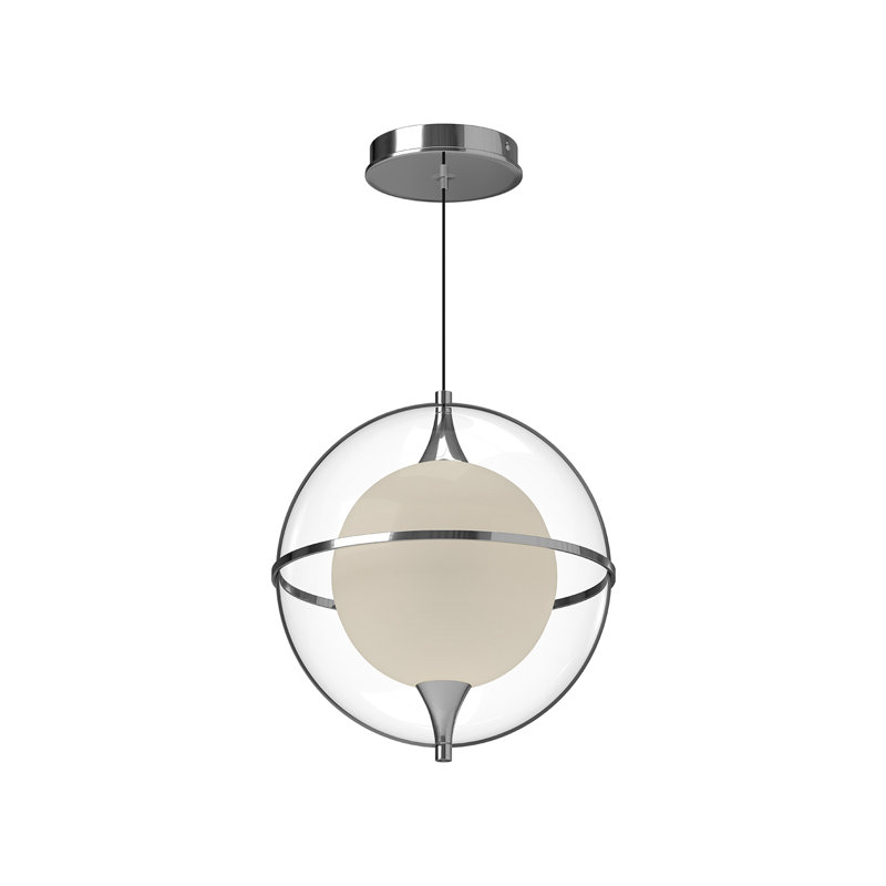 Aries 1 - Light LED Pendant, 12.13" H x 13" W x 12.13" D, Chrome