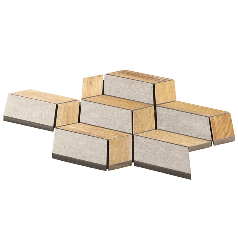 Eternal 9x12 Diamond Matte Wood Look and Cement Porcelain Mosaic Tile