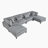 Loowit 120"W Modern 6-Piece Corduroy U-Shaped Modular Sectional with Dual Ottomans – Customizable Sofa with Reversible Cushions & Matching Pillows