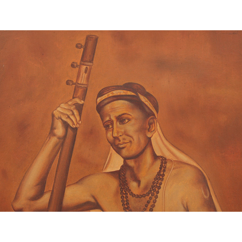 Ty Niagaraja - compositeur de musique carnatique | Peinture à l'huile sur toile encadrée