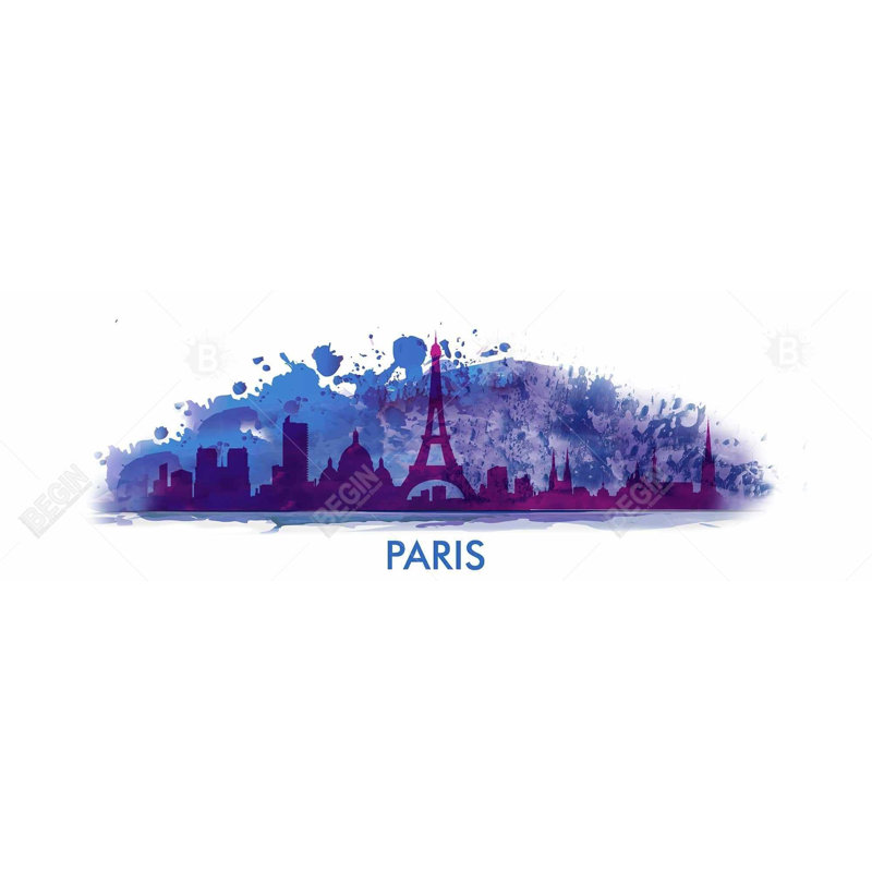 "Paint Splash Silhouette Of Paris" sur toile