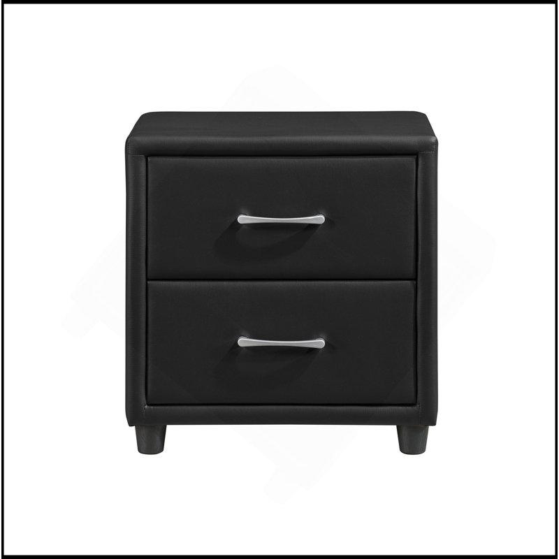Table de chevet contemporaine contemporaine à revêtement noir 1pc