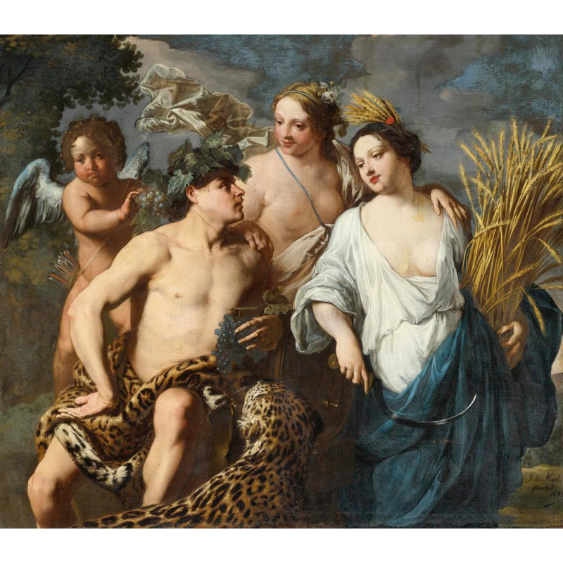 «Ceres, Bacchus and Venus» par Jan Miel - Art mural sur toile tendue avec châssis, H 24 po x l 17 po