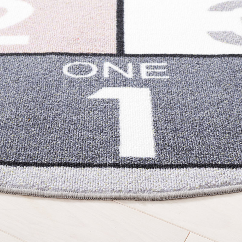 Hawkesbury Common Gray/Pink Area Rug, Round 6'7"