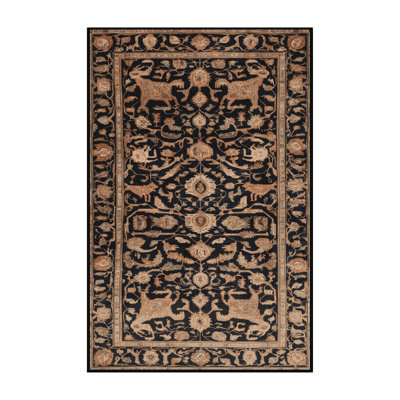 Machine Washable Persian Black Area Rug