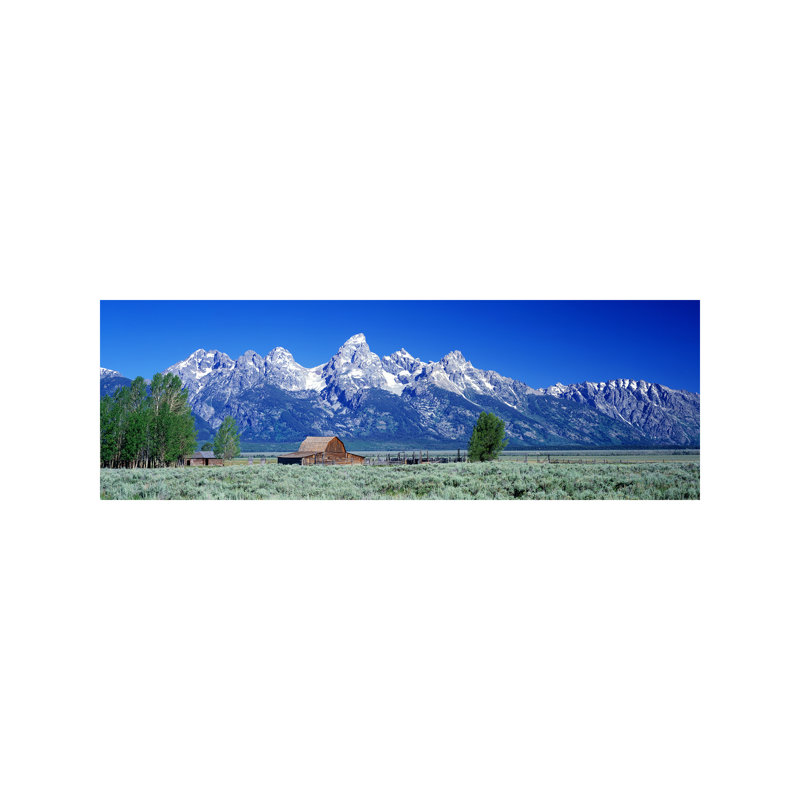 John Moulton Barn, Mormon Row, Grand Teton National Park, Jackson Hole, Wyoming, Usa by Panoramic Images - Wrapped Canvas Panoramic Print