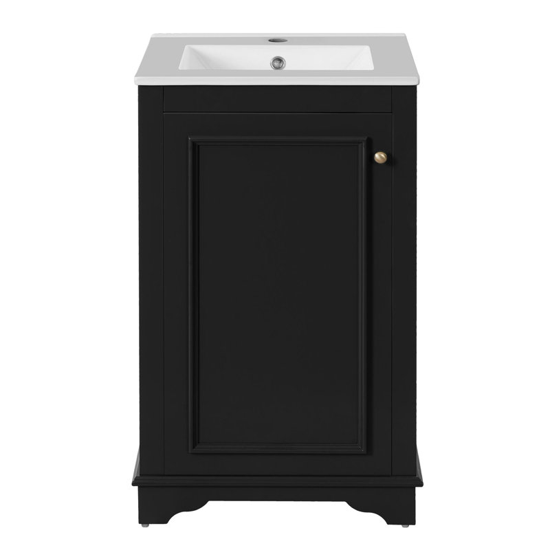 20" bathroom vanity with ceramic sink, Black, Gold