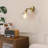 1-light Brushed Brass Bathroom Light Fixtures Glass Wall Sconce Bathroom Vanity Lights Vintage Sconce