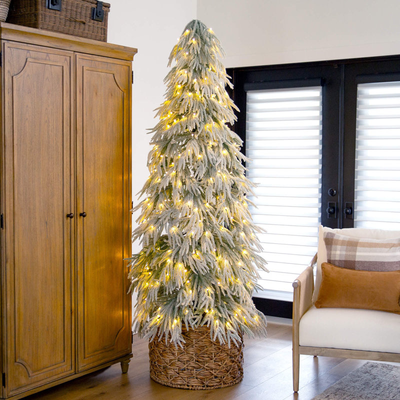Flocked 7' Pre-Lit Pine Christmas Tree