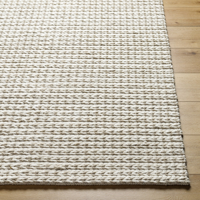 Tapis en laine et polyester tissé à plat à la main Auria en argent clair / étain, Tapis de couloir 2 pi 6 po x 8 pi