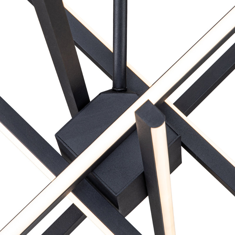 Kayanna 6 - Light Dimmable LED Sputnik Modern Linear Chandelier, Black