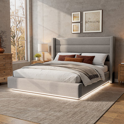 Grand lit tapissier Flores Led