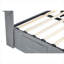 Lit plateforme tapissier gris ardoise pour chambre double avec rangement à gaz et tête de lit à oreilles moderne