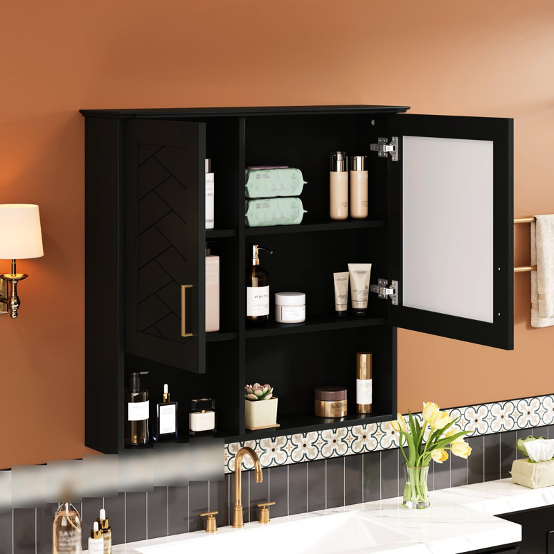 Armoire à pharmacie murale de 30 po, salle de bain, 21 tablettes réglables, portes à fermeture en douceur, quincaillerie, armoire de rangement intelligente à miroir pour meuble-lavabo de 21 po, charnières de fermeture et durabilité durable