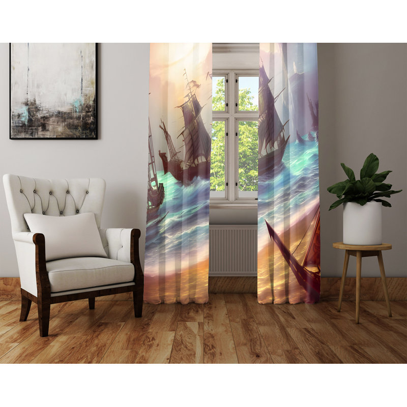 Dipika Semi Sheer Curtain Pair, 20" W x 82" L