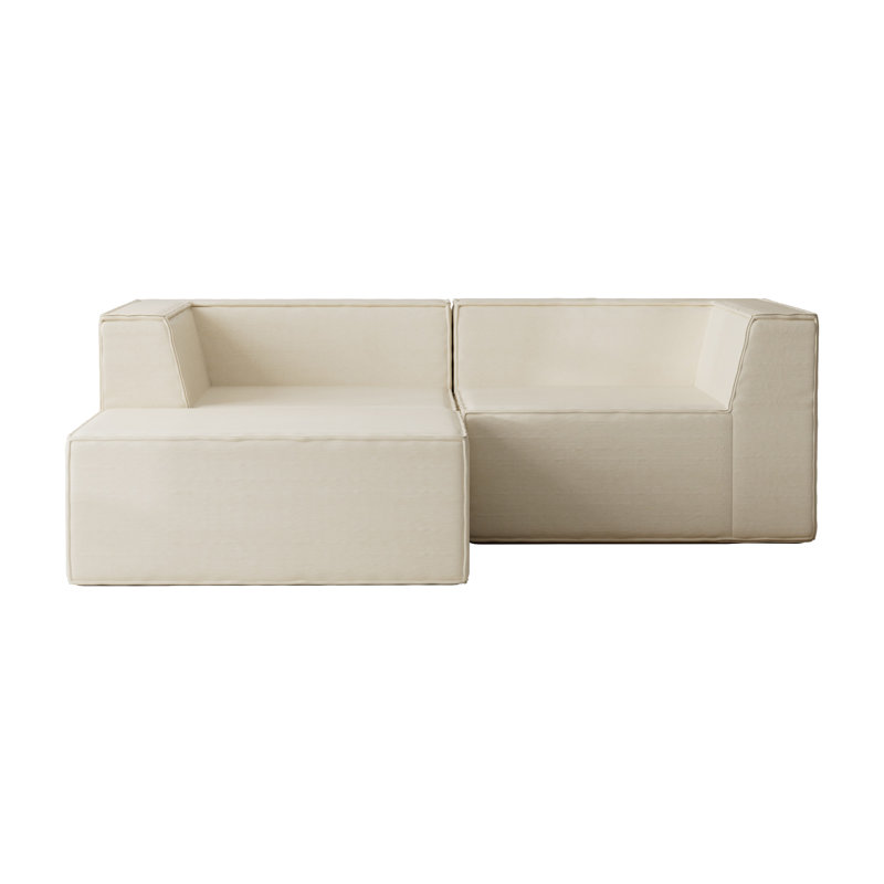 Compression Comfy Cloud 76" Wide 3-Seat Modular Sofa Couch Upholstered Sectional with ottoman, White Fabric