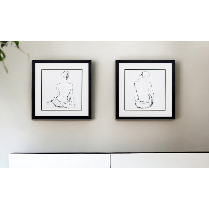 « Poised posant »-ensemble de 2 reproductions d’art encadrées