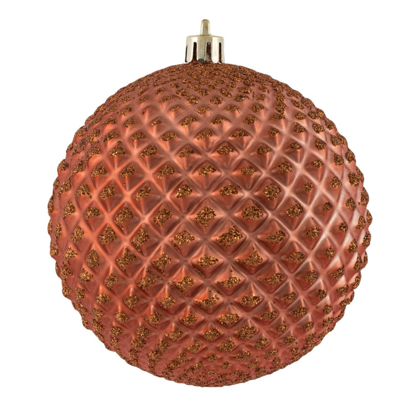Ornement boule Durian Glitter, Corail