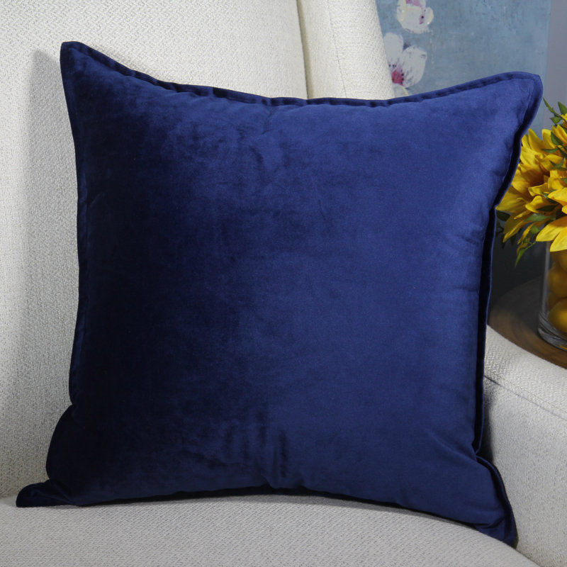 Velvet Pillow Cover, Navy Blue, Square 22"