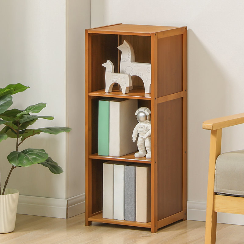 Brown Bamboo 3-Shelf Adjustable Modern Bookcase
