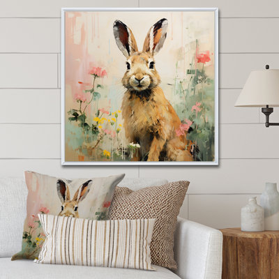Curious floral rabbit meadow III - Lapin, art mural