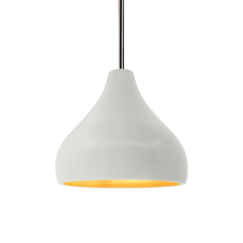 Luminaire suspendu à 1 lumière Meydan, Blanc mat / or champagne, H 7,25 po x l 8 po x P 8 po, Nickel brossé
