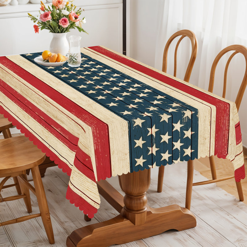 Flag Tablecloth 140x180cm Rectangular American Flag Design Party Picnic Dinner Decoration Table Cover, 70" L x 55" W