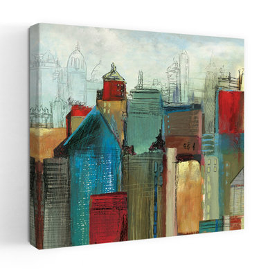 Sunlight City I - Mini Abstract Vibrant Contemporary Landscape Urban Art