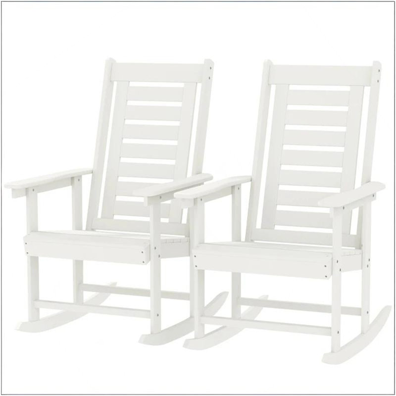 Outdoor Rocking Chair Set,2 Pieces Outdoor Rocking Chairs, White