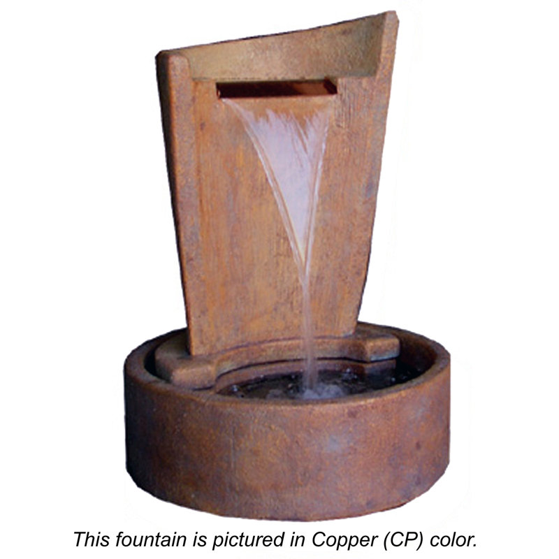 Eclipse Fountain - Handcrafted Outdoor Concrete / Cement Weather Resistant Sculptural Fountain, Copper