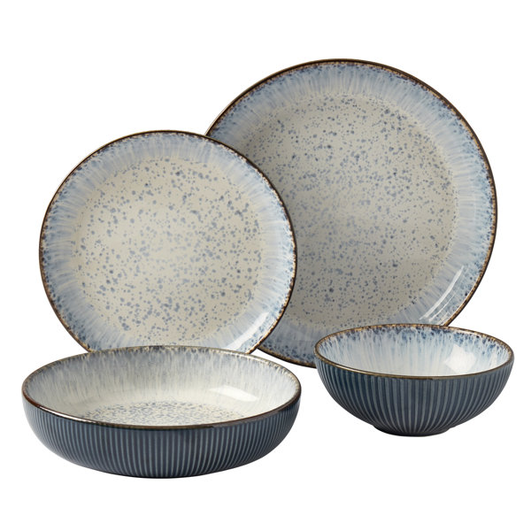 Gracie Oaks Paytan Stoneware Dinnerware Sets, 12-Piece Dish Set Gracie Oaks Color: Smoky Blue