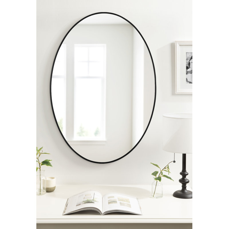 Miroir rond en métal Anacleta, Noir, 24 po x 36 po