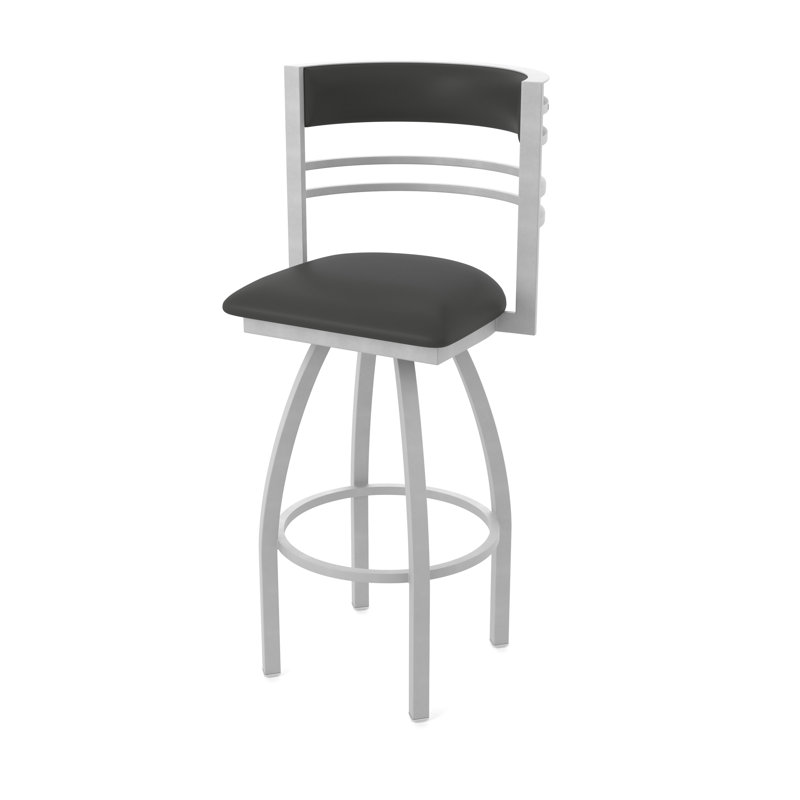 Hunter Swivel Stool, Nickel anodisé, Tabouret de bar (siège d'une hauteur de 36 po), Vinyle - Fer Canter