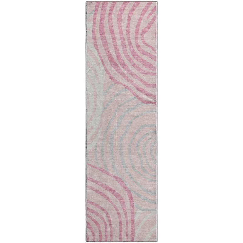 Premium Machine Washable Prisco Pink Rug, Runner 2'3" x 7'6"