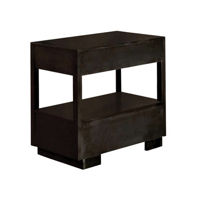 Table de chevet pour chambre à coucher avec 2 tiroirs en grain de poivre fumé et 2 tablettes de rangement pratiques