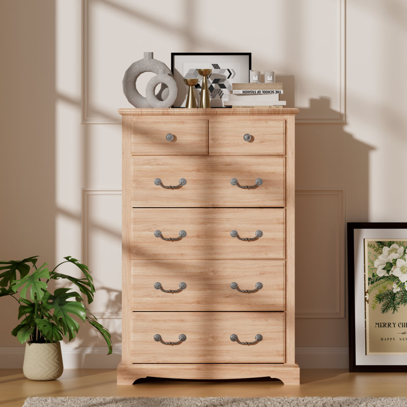 Commode 6 tiroirs Rustic - Bois massif et rangement multi-pièces, Chêne naturel