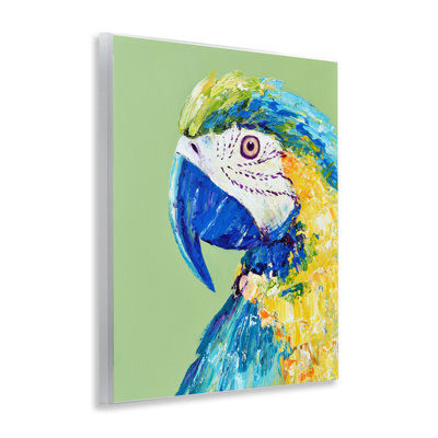 Macaw Parrot on Green Wall Plaque, design by Jennifer Seeley