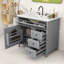 Meuble-lavabo compact autoportant avec rangement réglable, 4 tiroirs et lavabo en céramique-130039904