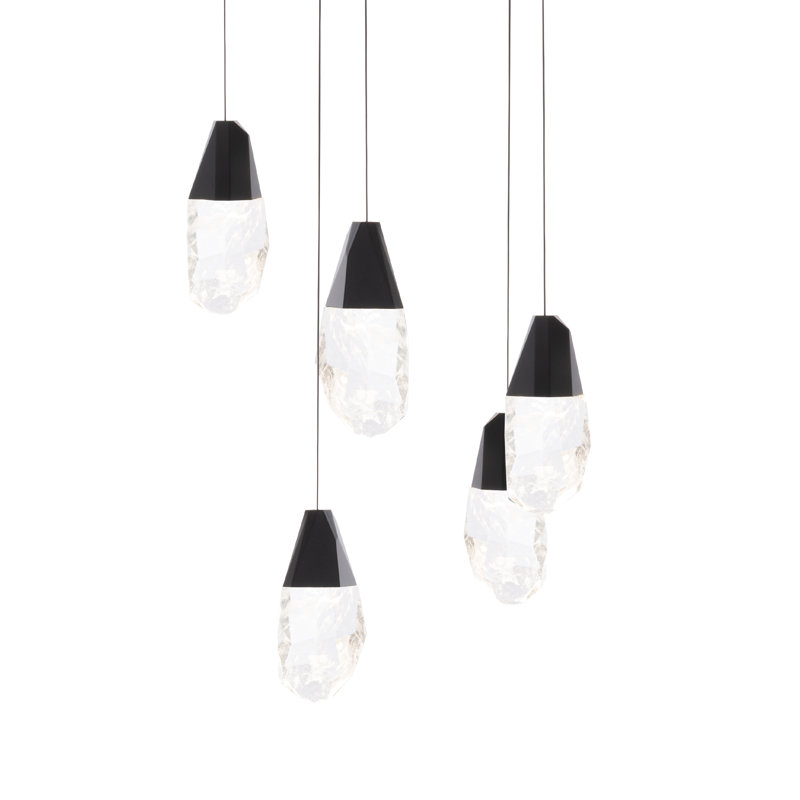 Martini 5 - Light LED Pendant, Black, Optic Haze Crystal