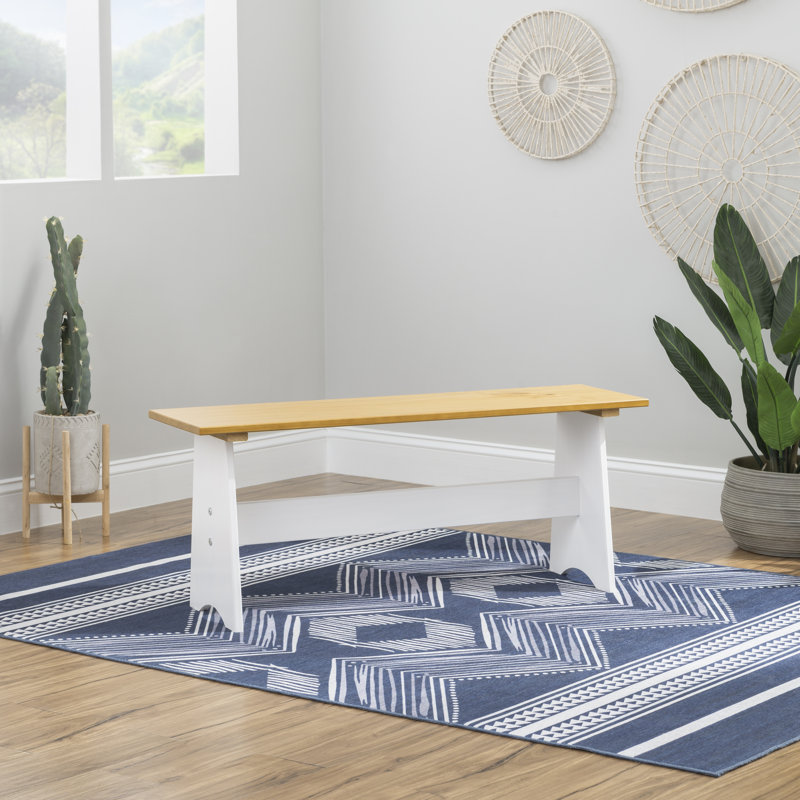 Banc en bois massif Belinda, Blanc / miel