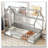 Twin Size House Floor Wooden Bed with Roof Frame,Safety Guardrails-1865550848-1865550850