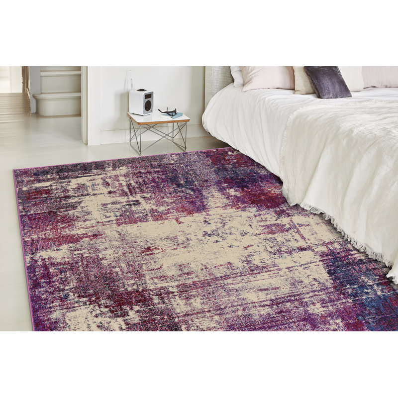 Enosburgh Abstract Purple Area Rug, Rectangle 200 x 300cm