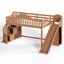 Lit mezzanine double en bois massif avec escalier de rangement, glissade et garde-robe intégrée-132020684-132020682