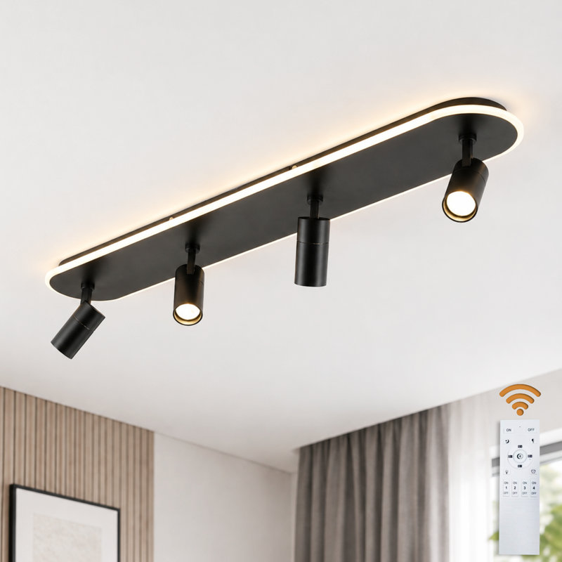 Black Led Adjustable Fixed Track Lighting Head, Black